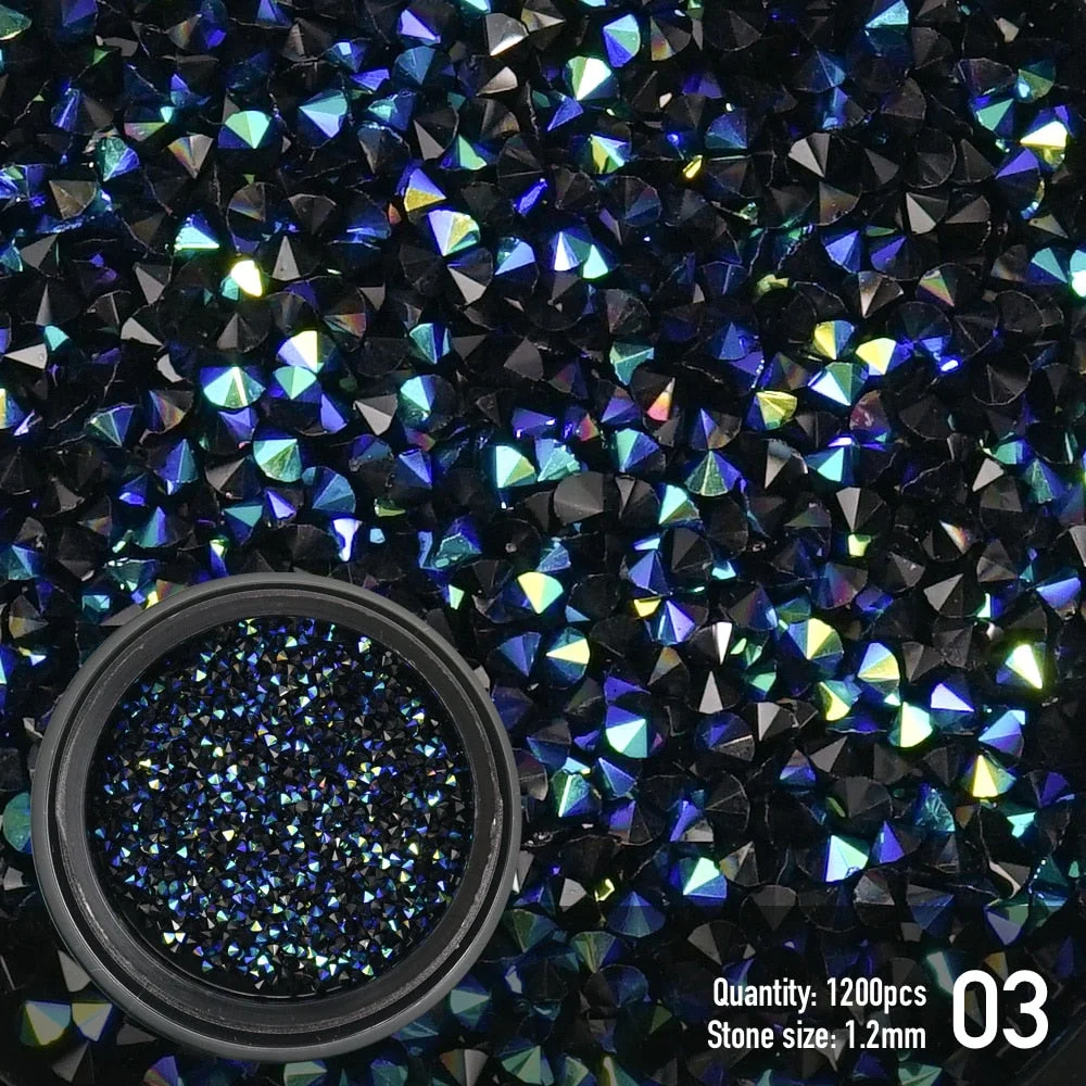 Pixie stone 1.2mm/1200pcs Nail Chain/50cm Nail art Crystal stone Mini Glass Micro crystal Rhinestone Decoration