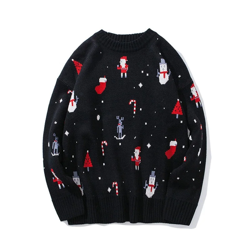 Christmas Knit Sweater Women Man Oversize Pullover Navidad Couple Women Sweater Autumn Winter Patchwork Sweater Jacket