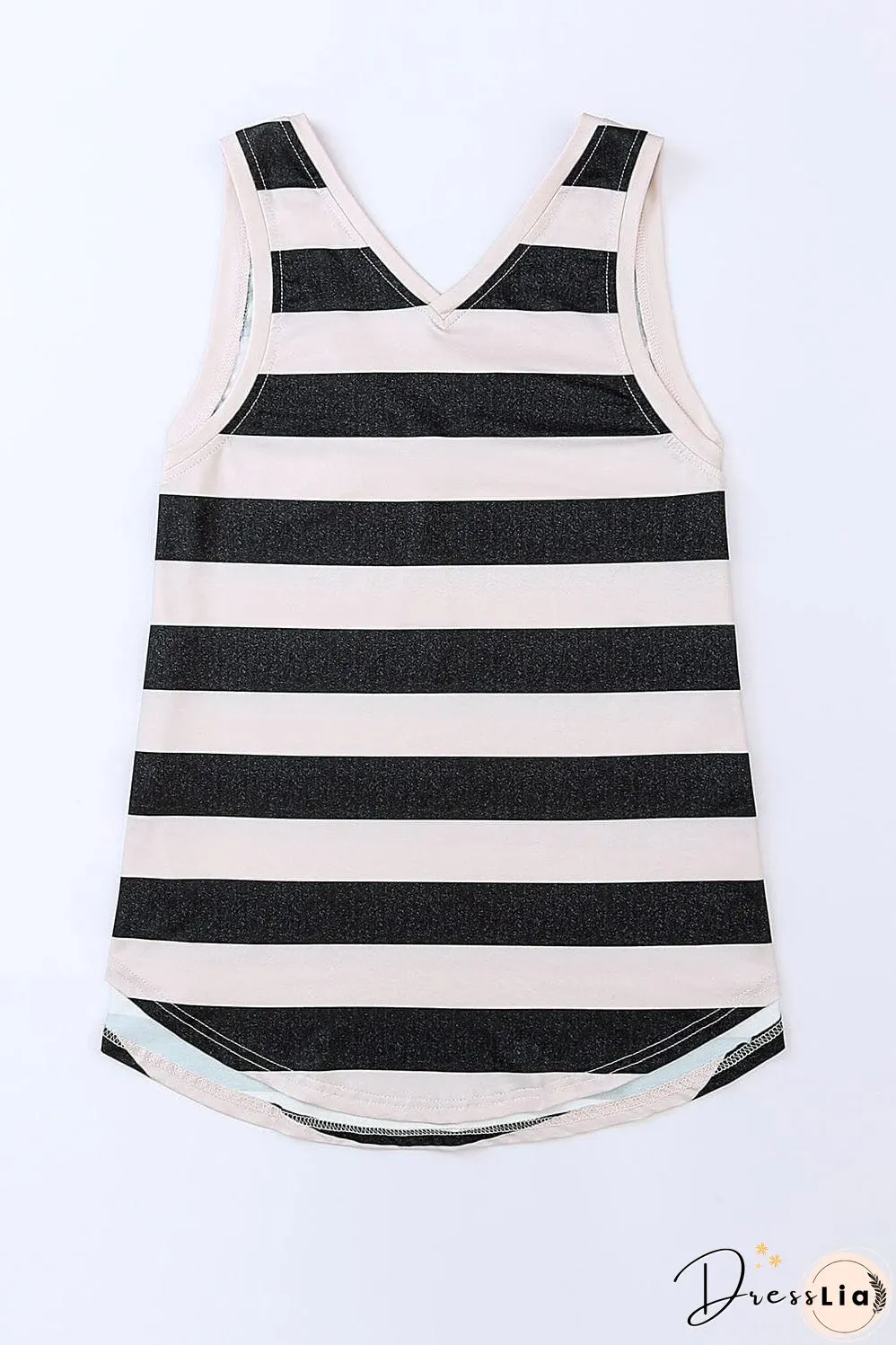 Cozy Striped Sleeveless V Neck Tank Top