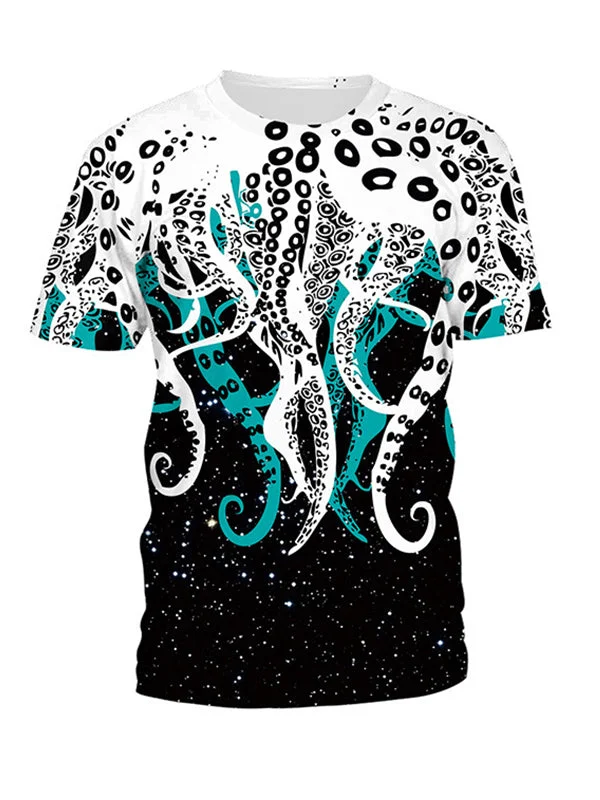 Octopus Hand 3d Printed Round Neck Loose T-shirt