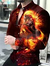 Men's Lapel Spring and Autumn New Casual Personality Tide Men Long-sleeved 3D Digital Printing Shirt Large Size Breathable Shirt S,M,L,XL,XXL,XXXL-KZyou