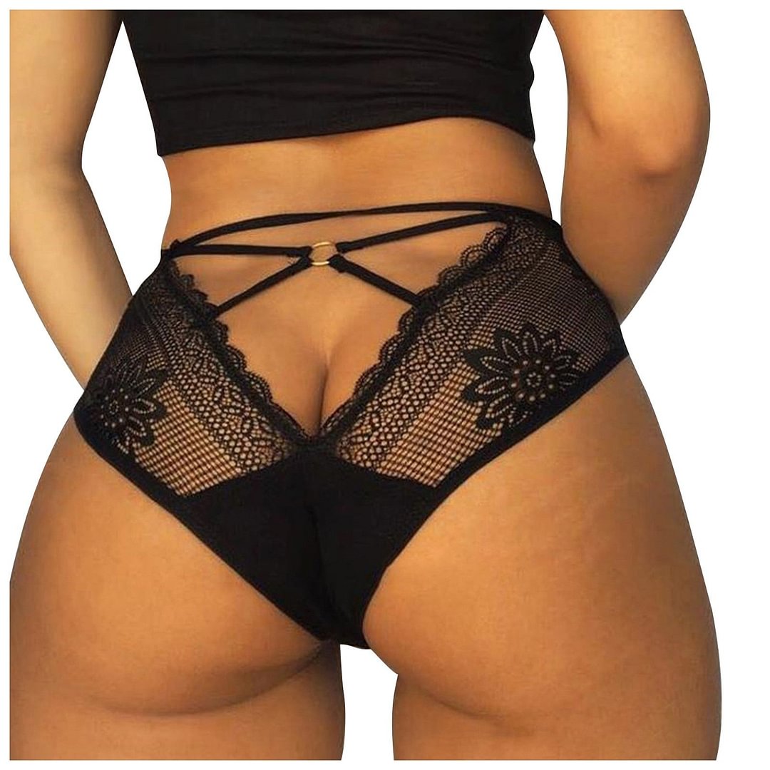 Women's Sexy Lace Lingerie Fashion Transparent Hollow Out Sexy Panties Breathable Underwear Briefs Bandage Hollow Out Lingerie