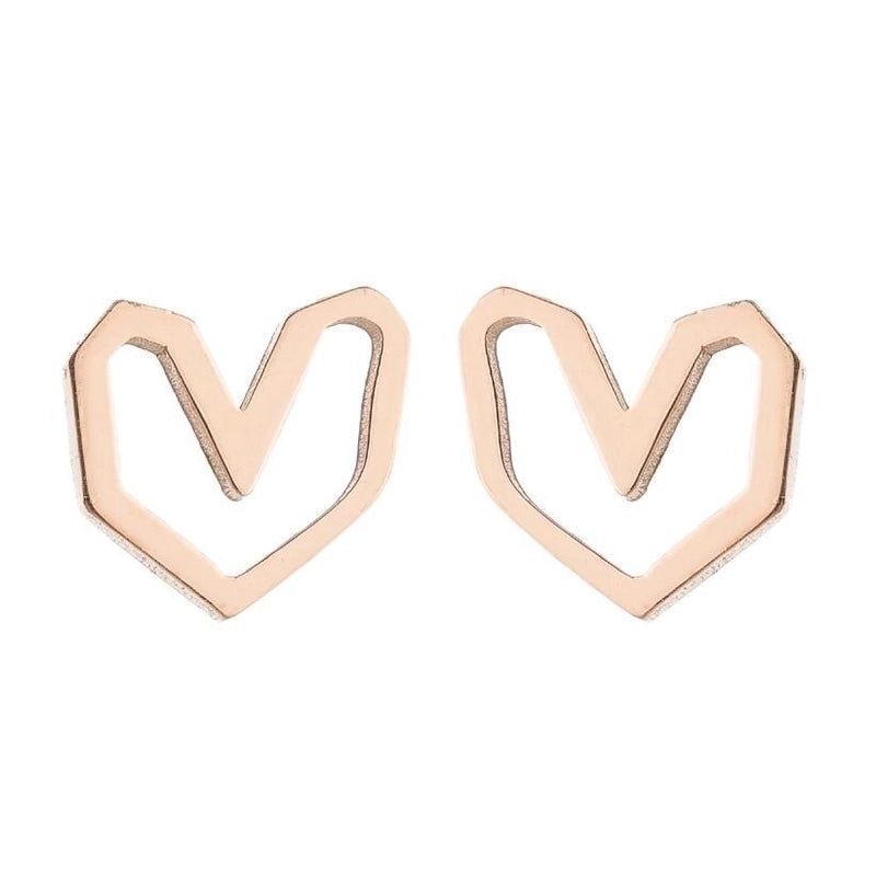 1 Pair Fashion Heart Shape 304 Stainless Steel 18K Gold Plated Ear Studs
