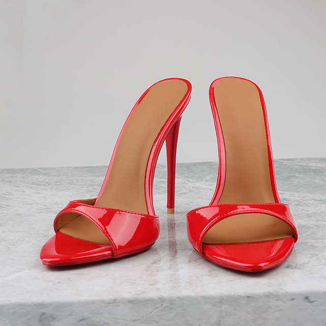 120mm/4.72 Inch Women's Sandals Pointed Toe Mules Heels Slip On Red Bottom Stilettos High Heels