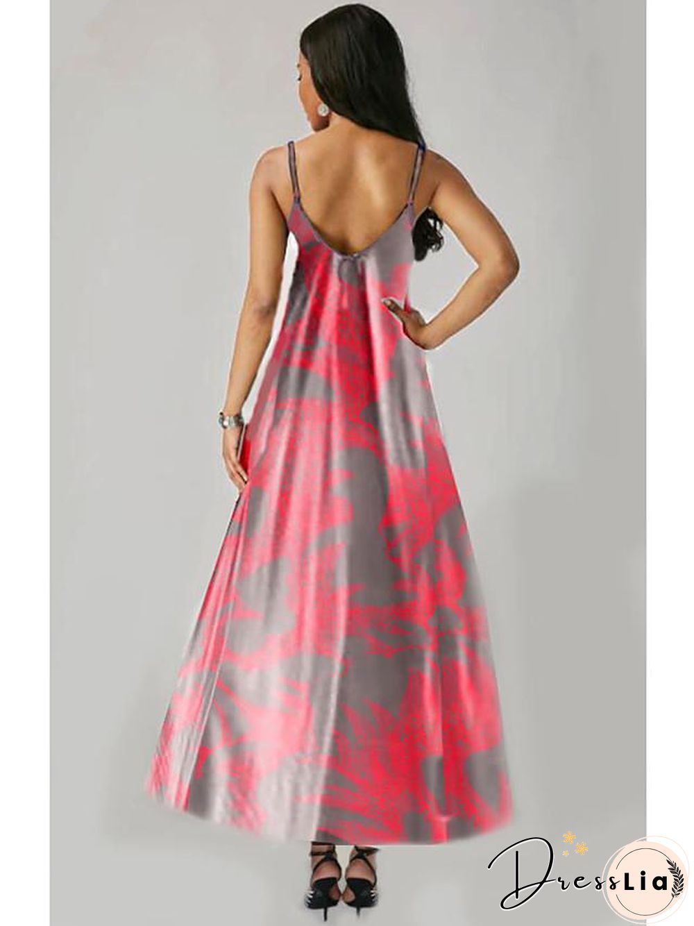 Women's Sundress Maxi long Dress Sleeveless Floral Print Summer V Neck Hot Casual Holiday Beach Fuchsia M L XL XXL 3XL 4XL 5XL