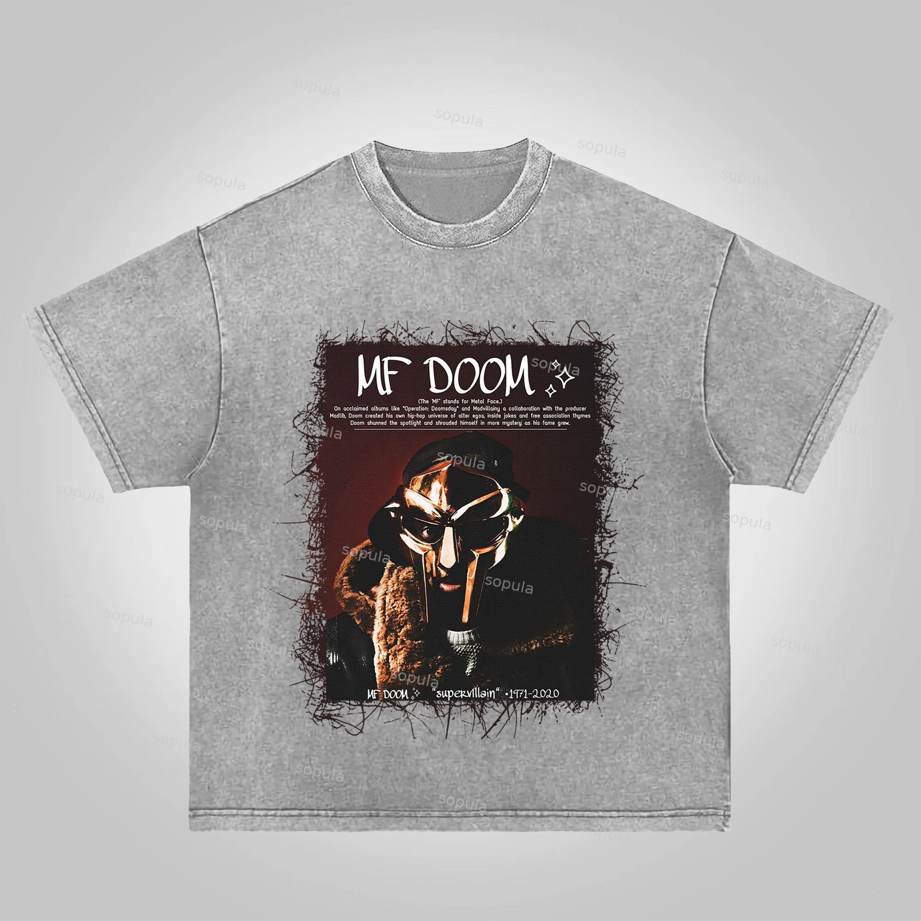 Sopula Vintage The Illest Villain Mf Doom Graphic Print Acid Washed T-Shirt - Sopula｜Premium Graphic Tees & Graphic Clothing