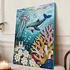 DIY Pearl Painting Ocean Sharks for Home Wall Decor with Frame(40x30cm)