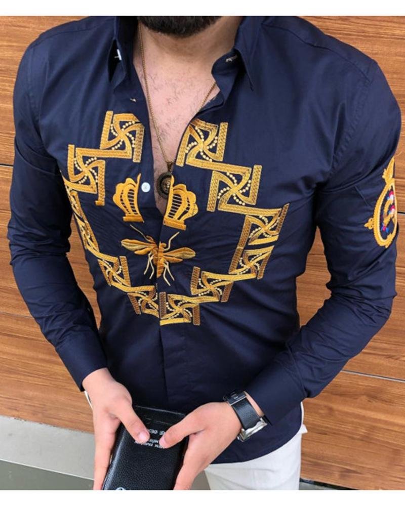 Mens Casual Classical Elegant Fashion Printed  Shirt
