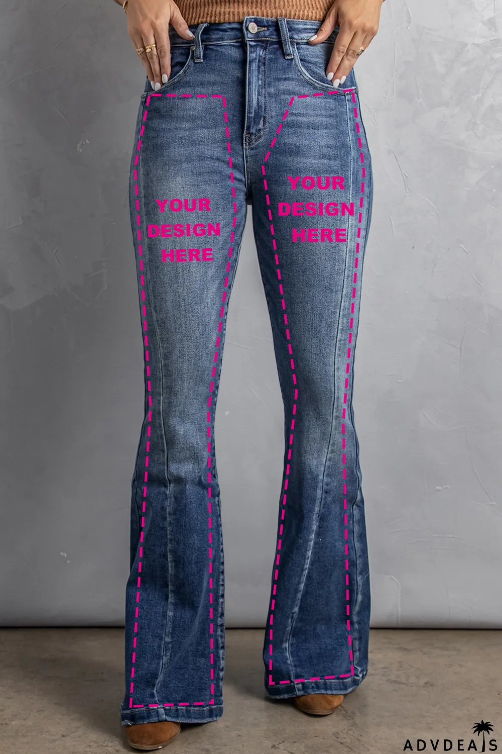 Blank Apparel - High Waist Flare Jeans with Pockets