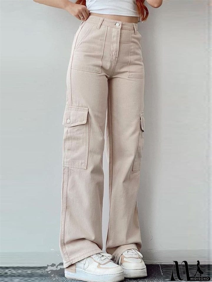 MidiSono - Ladies Temperament Leisure Multi-pocket Trousers
