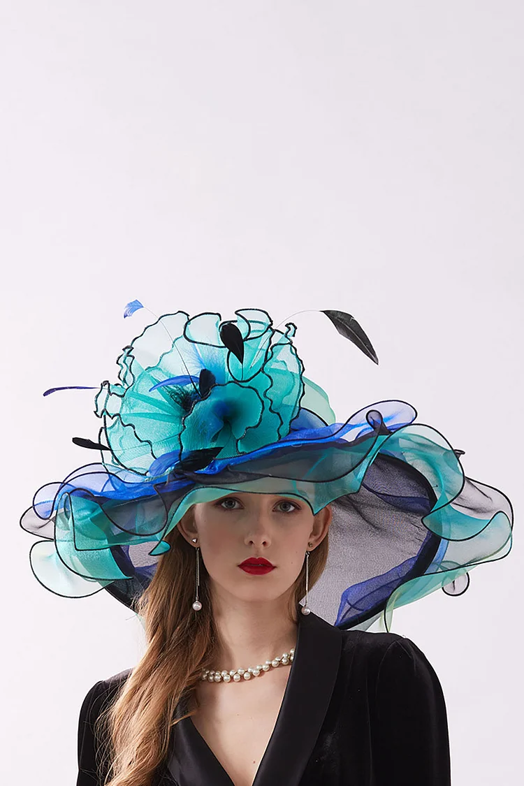 Fashion Adjustable Organza Petal Edge Big Brimmed Hat