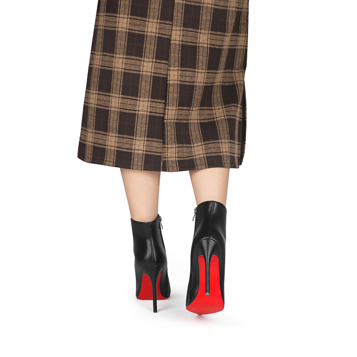 120mm Red Bottom Women's  Ankle Boots Closed Pointed Toe Stilettos  Booties Matte-MERUMOTE