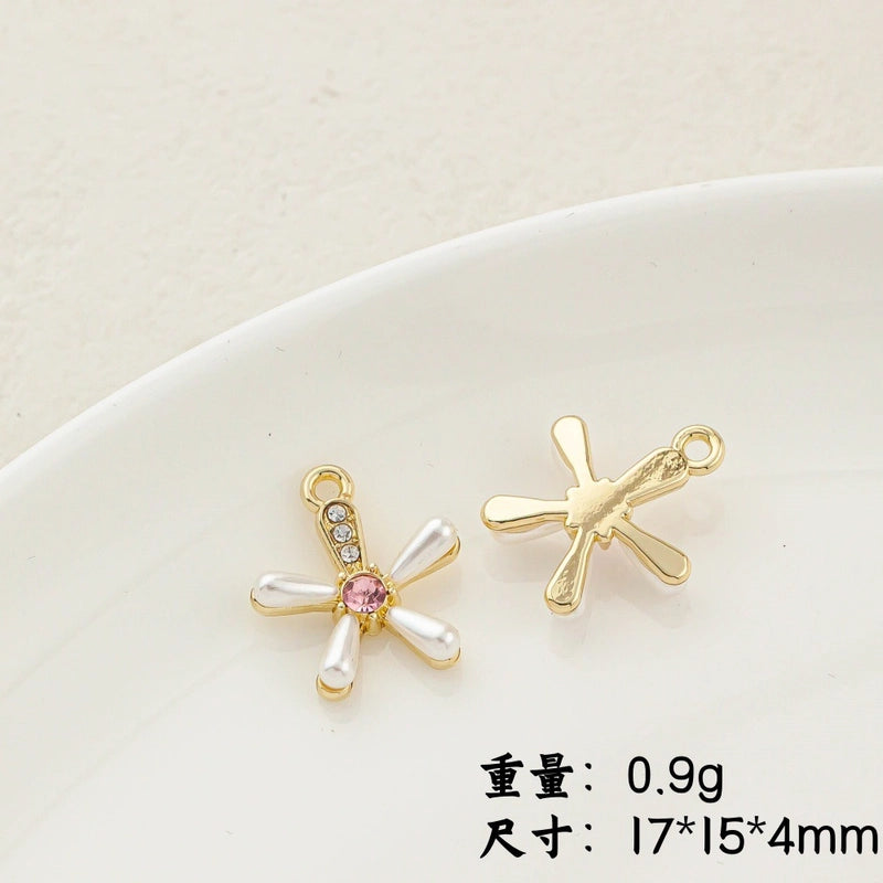5 PCS/Package 20 * 23mm Alloy Artificial Pearls Rhinestones Flower Butterfly Pendant Jewelry Accessories