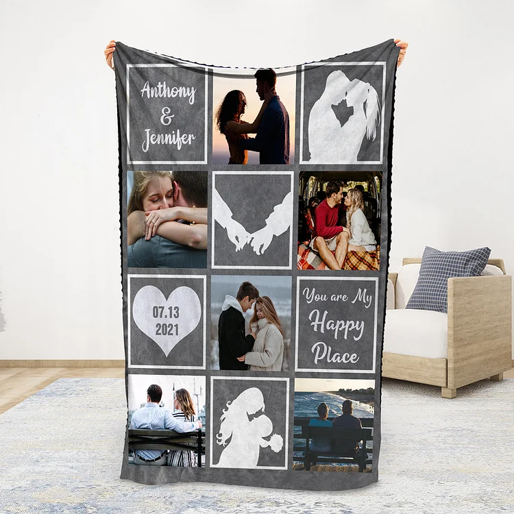Personalized Couple Blanket Custom Photo Romantic Gift For Her