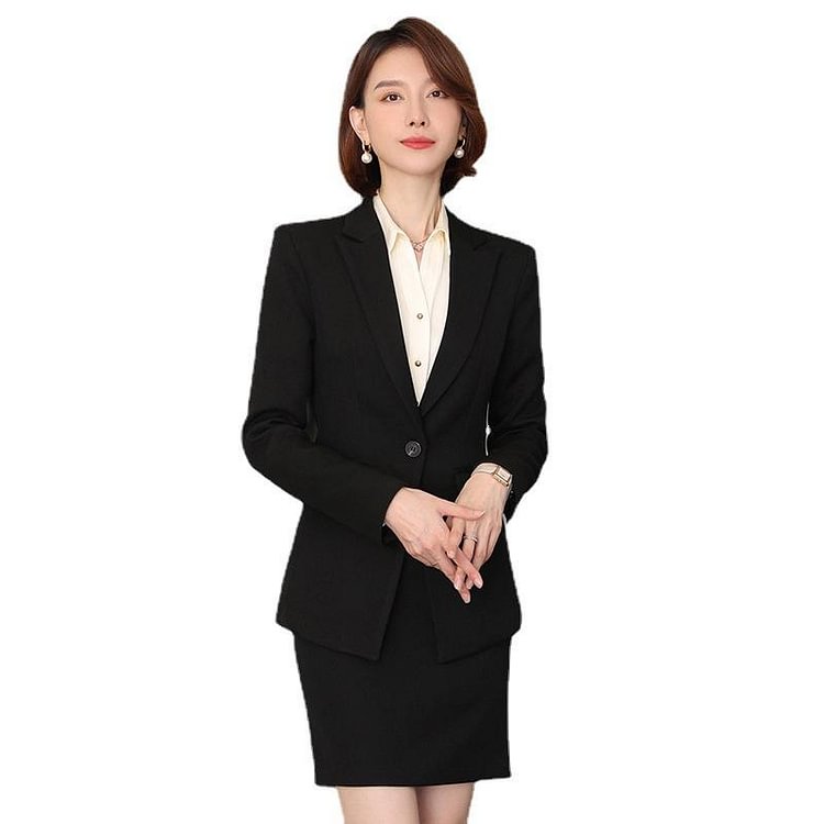 Women Pants Suit Uniform Designs Formal Style Office Lady Bussiness Attire Black Early Autumn White Collar Suit