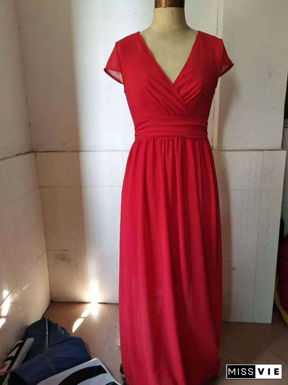 Womens Fashion Spring Summer Autumn Bohemian Maxi Dress Beach Evening V-Neck Sexy Women