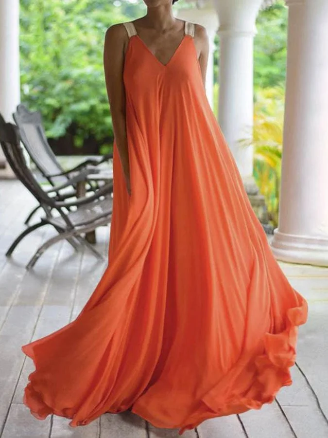 Women's Casual Solid Bohemian Dress 
