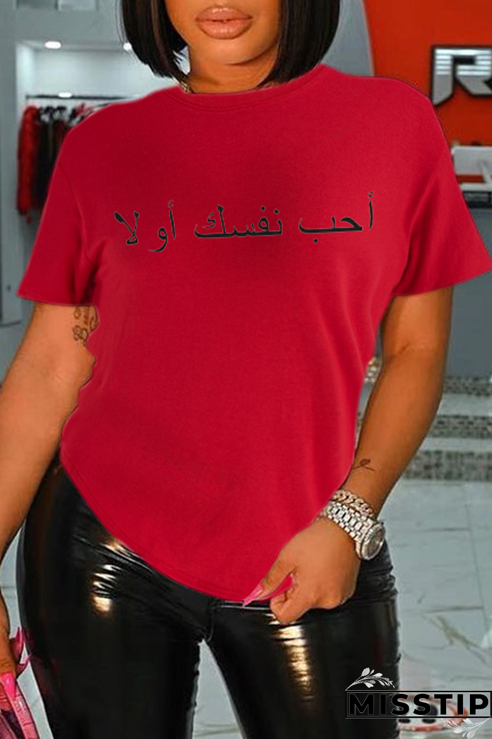 Orange Casual Daily Print Patchwork O Neck T-Shirts