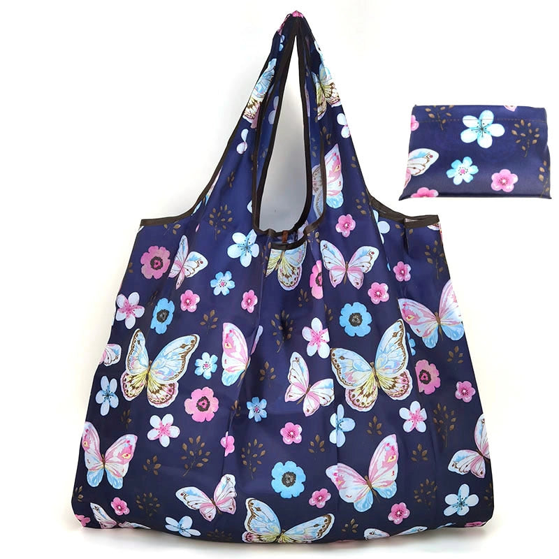 Spot Japanese Printed Environmental Bag Large 210T Supermarket Folding Shopping Bag Thickened Tote Bag Shopping Bag