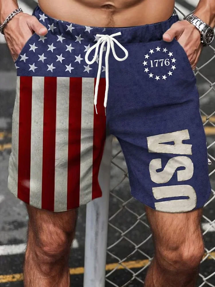 Men's Casual Independence Day Printed Shorts