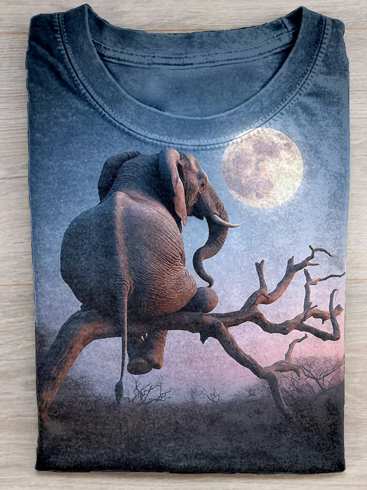 Teecade Teecade Elephant Sitting on A Tree T-shirt