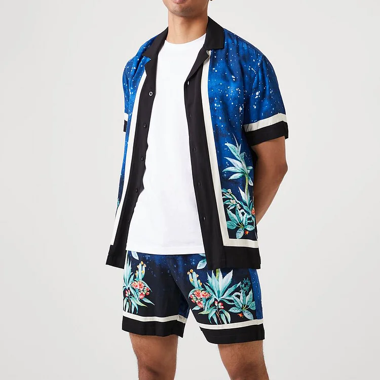 Noble Luxury Floral & Sky Printed Shorts Shirt And Shorts Co-Ord