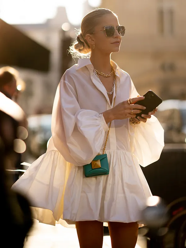 Split-Joint Loose Puff Sleeves Lapel Sweater Dresses Mini Dresses