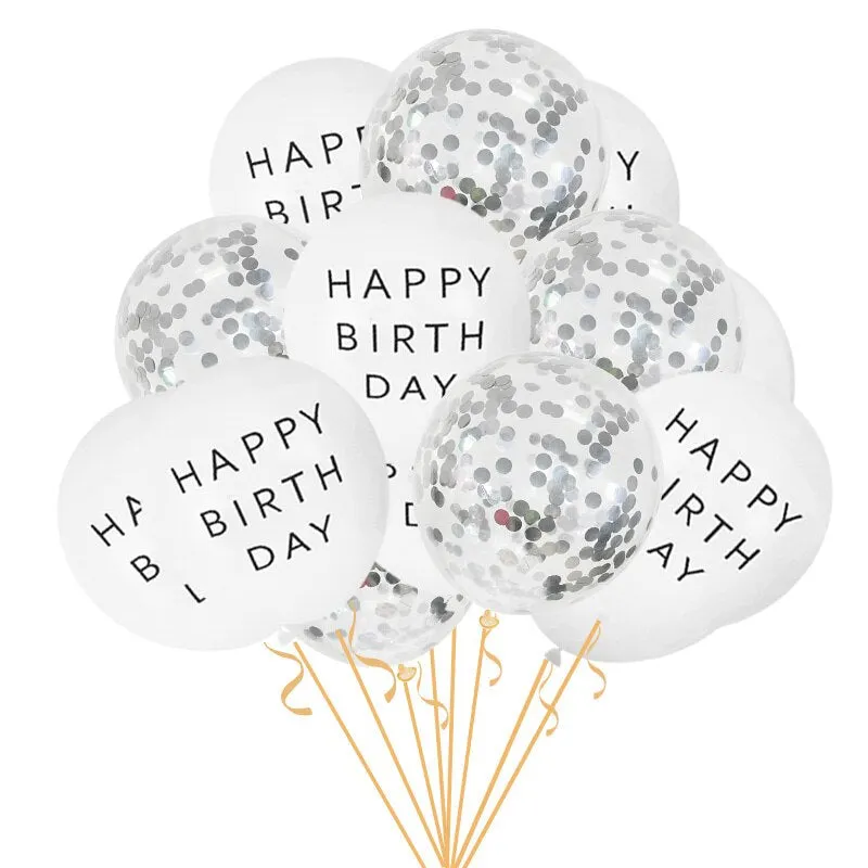 1Set Happy Birthday To You Letter Latex Confetti Balloon Adult Kids Birthday Party Decoration Wedding Baby Shower Helium Balloon