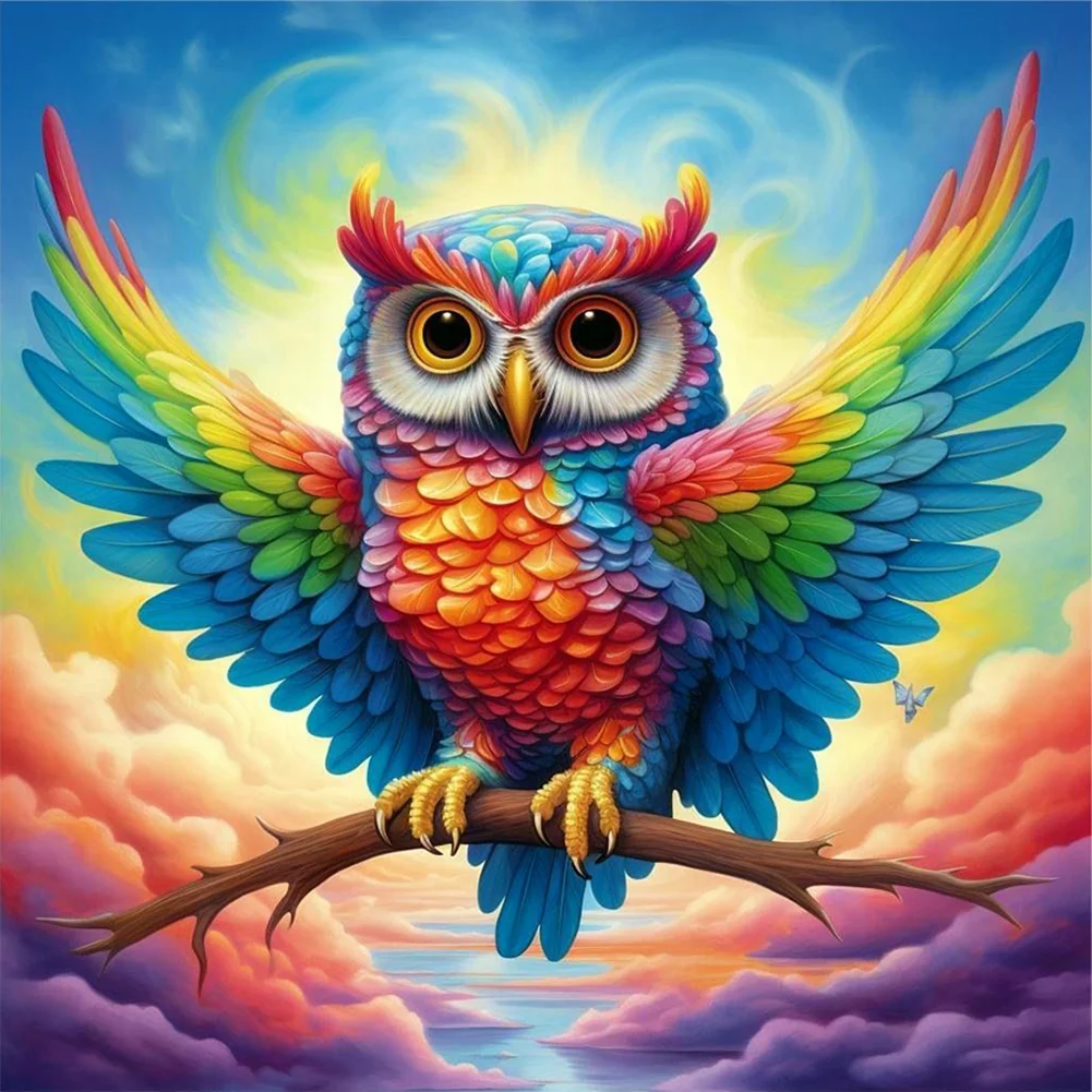 Colorful Owl (canvas) full round/square drill diamond painting