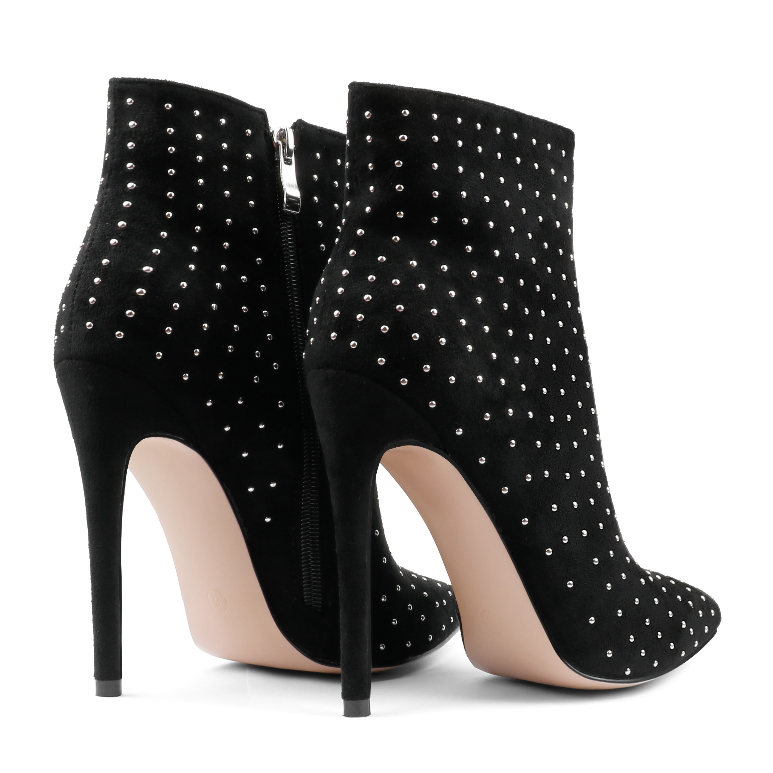 100mm/120mm Women's Closed Pointed Toe Heels Stilettos Ankle Boots Suede Shoes-MERUMOTE