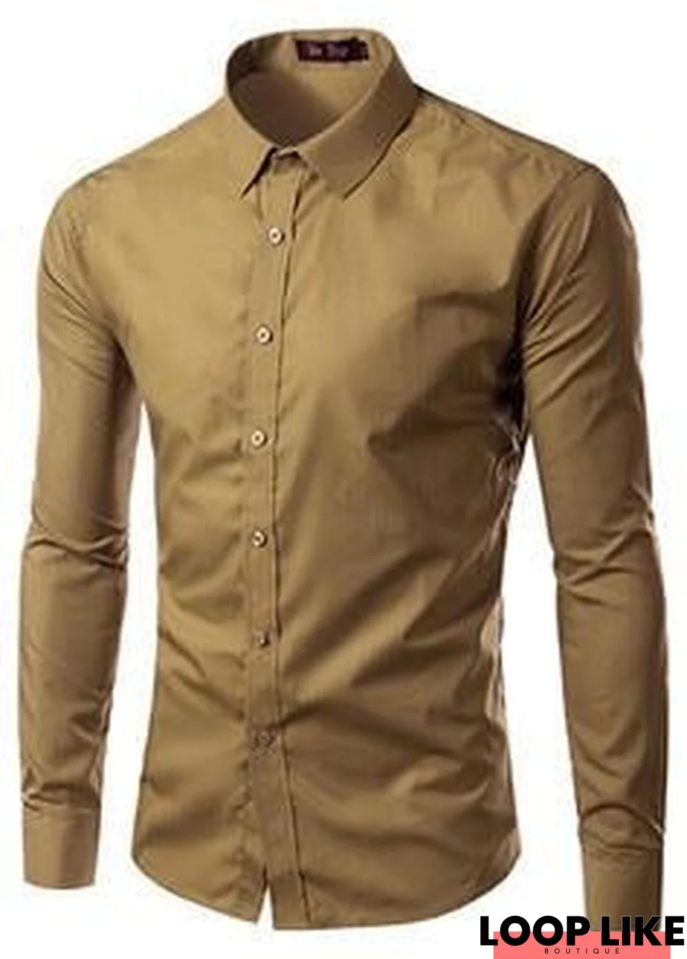 Men Fashion Long Sleeve Solid Color Shirt