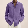 Gioiacombo&trade; Camicia da uomo in cotone e lino a tinta unita sciolta nuova