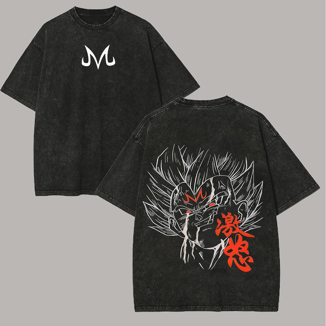 Dragon Ball Vegeta Printed Unisex Washed T-Shirt