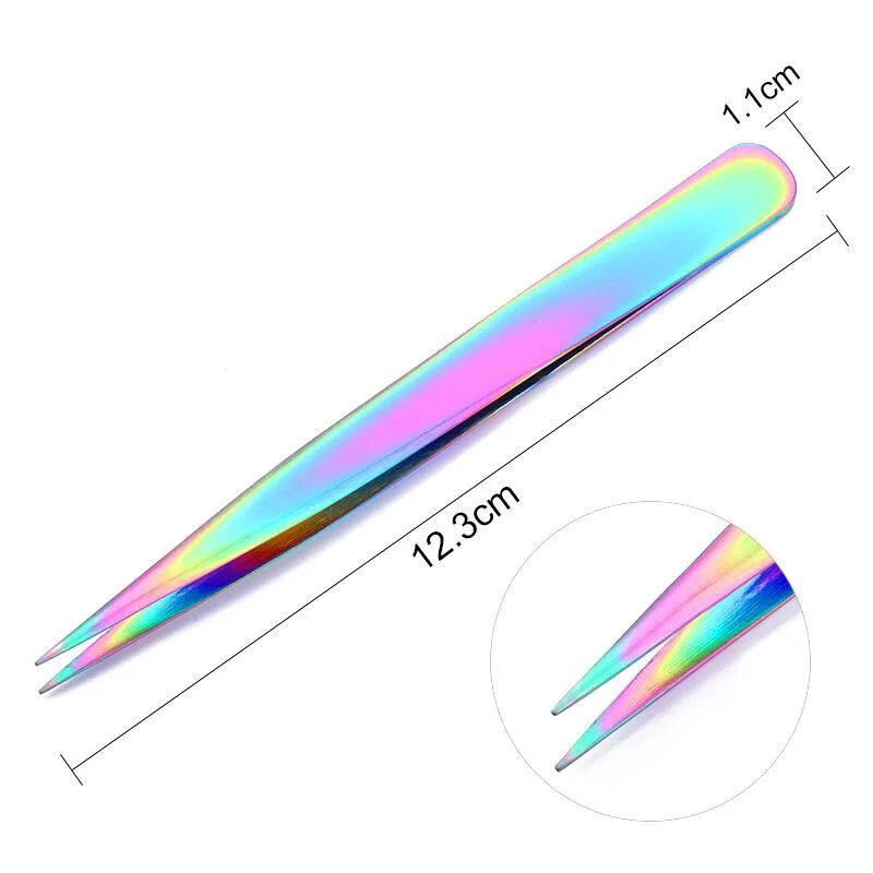 Straight Nail Tweezers with Silicone Pressing Head for 3D Sticker Rhinestones Water Sticker Picker Nails Tools Stainless Steel-Nail Inspo