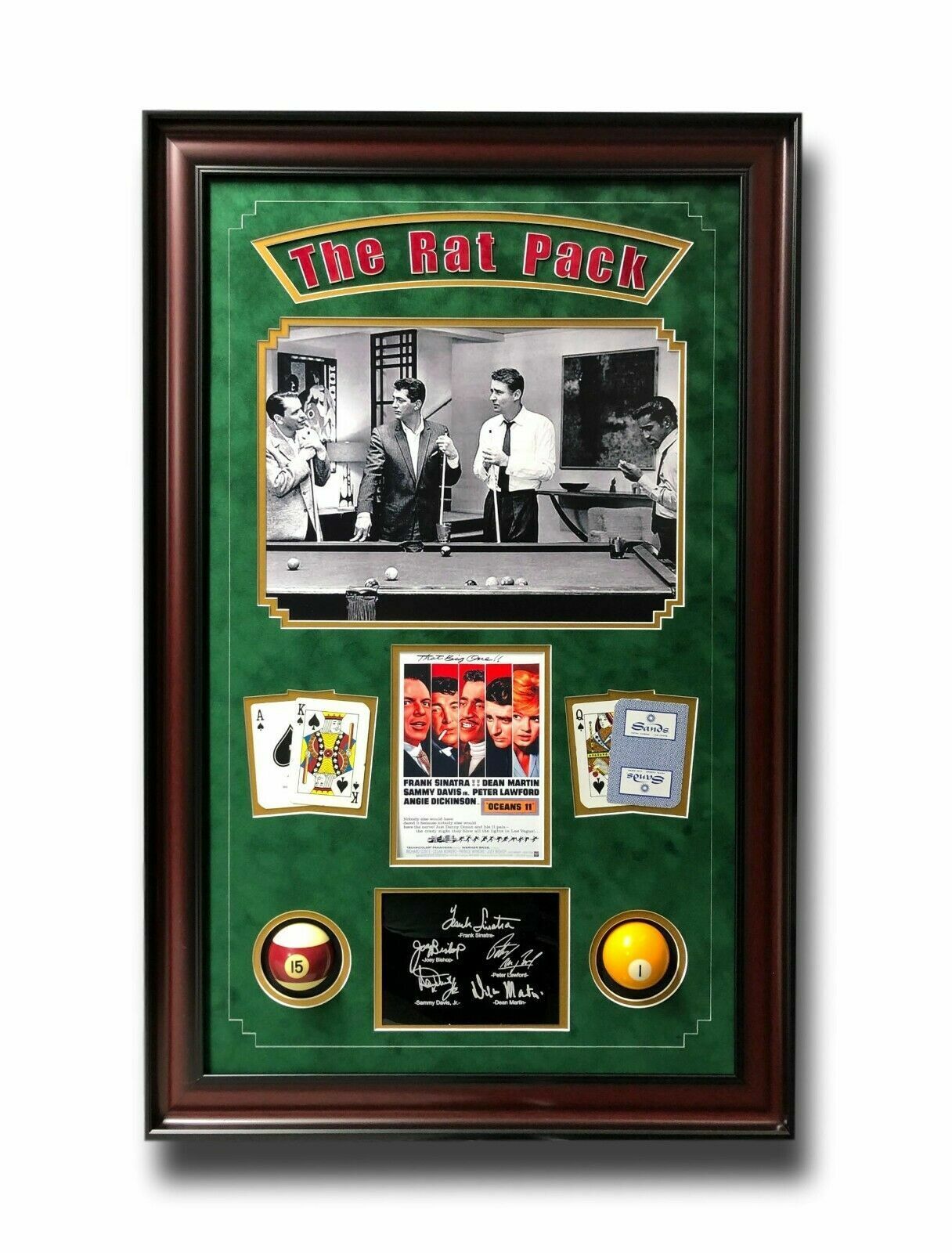 Rat Pack Oceans 11 Billiards Pool Collage w/ Facs Autographs Signed Photo Poster painting Room