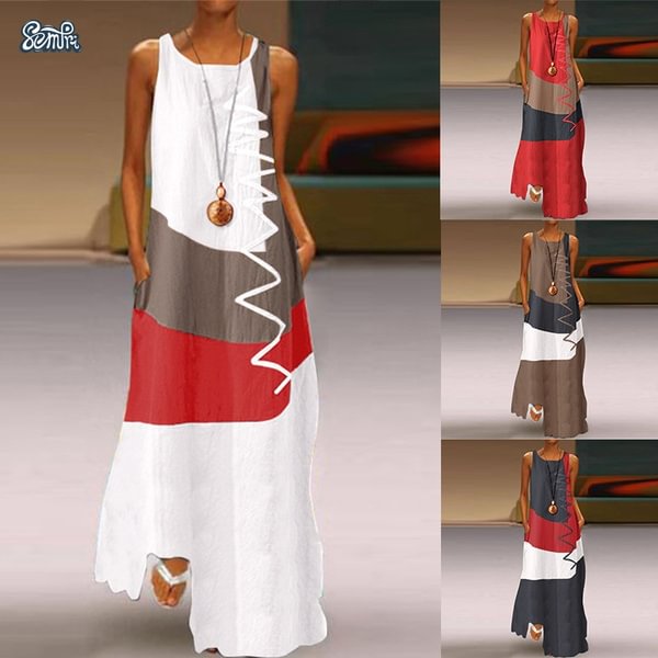 Women Patchwork Sundress Maxi dress Female Cotton Robe Plus Size 5XL - Shop Trendy Women's Clothing | LoverChic