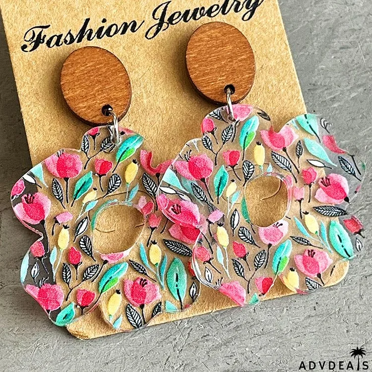 Flower Shape Acrylic Dangle Earrings