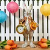 Easter Bunny Figurine with Top Hat and Pocket Watch Cute Small Bunny Table Clock for Spring Home Table Decor Party Supplies Gifts