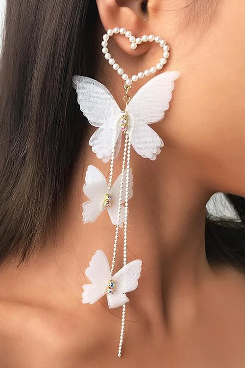 Elegant Heart Butterfly Earrings