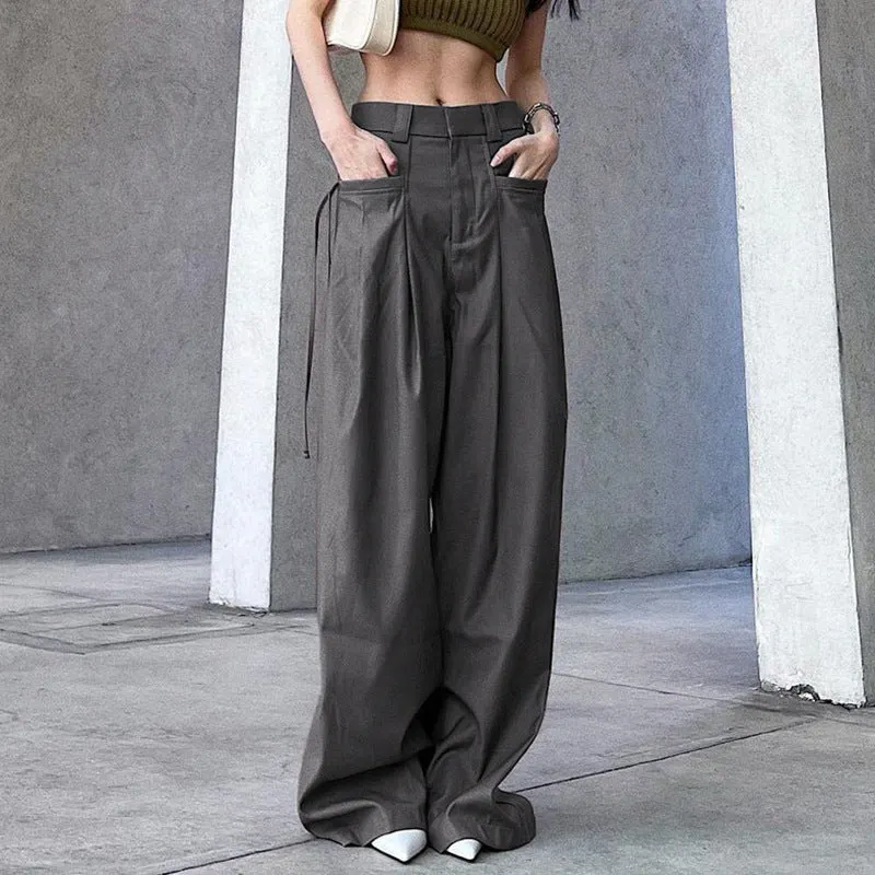 Brownm Y2K Crossover Pleated Pants