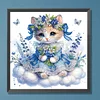 Petit chaton avec bouquet-partiel spécial diamant peinture-30*30cm