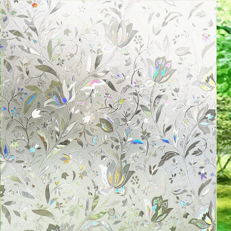 Window Privacy Film Window Vinyl Glass Covering Stained Glass Decorative Film Window Film Privacy Frosted Static Window Clings Non-Adhesive No-Glue for Home Office Living Room