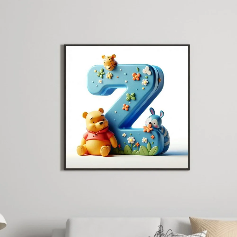 Full Round Diamond Painting 30*30cm - Winnie The Pooh'S 26 Letters Z