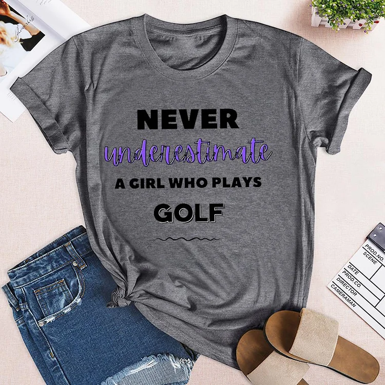 Never underestimate a girl who plays golf  T-shirt Tee -03423-Annaletters