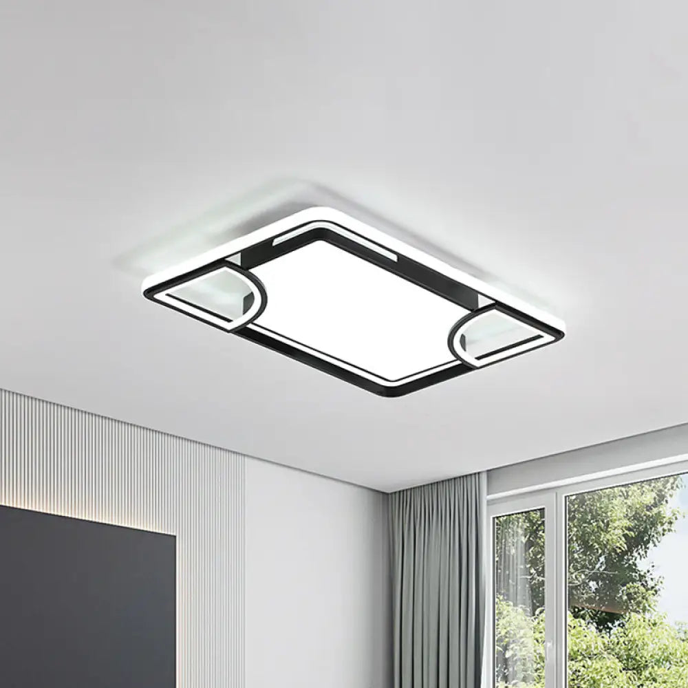 Modern Acrylic Led Flushmount Ceiling Light In Black With Cutout Design &ndash; Warm/White Lighting /