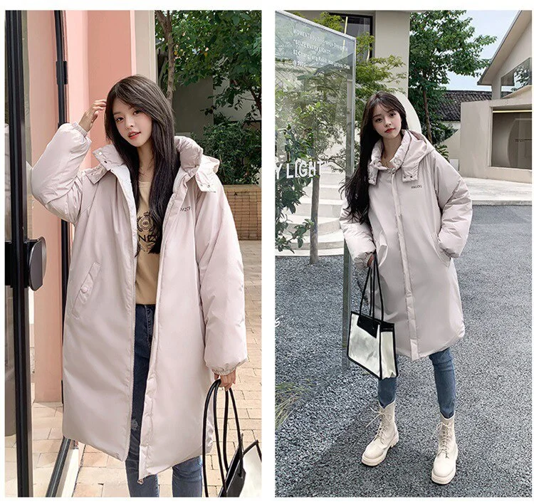 Hooded Mid-Length Cotton-Padded Jackets 2021 New Coat Women's Winter Korean Sports Style Cotton-Padded Jacket Parker Warm Thick
