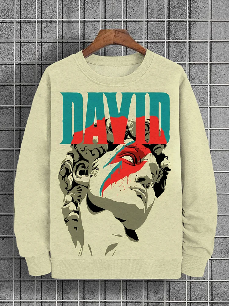 Men's Rock And Roll David Print Casual Sweatshirt