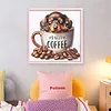 Coffee Dachshund-Partial 11CT Stamped Cross Stitch Bead Embroidery 36*36cm/14.17*14.17in tapestrymarket