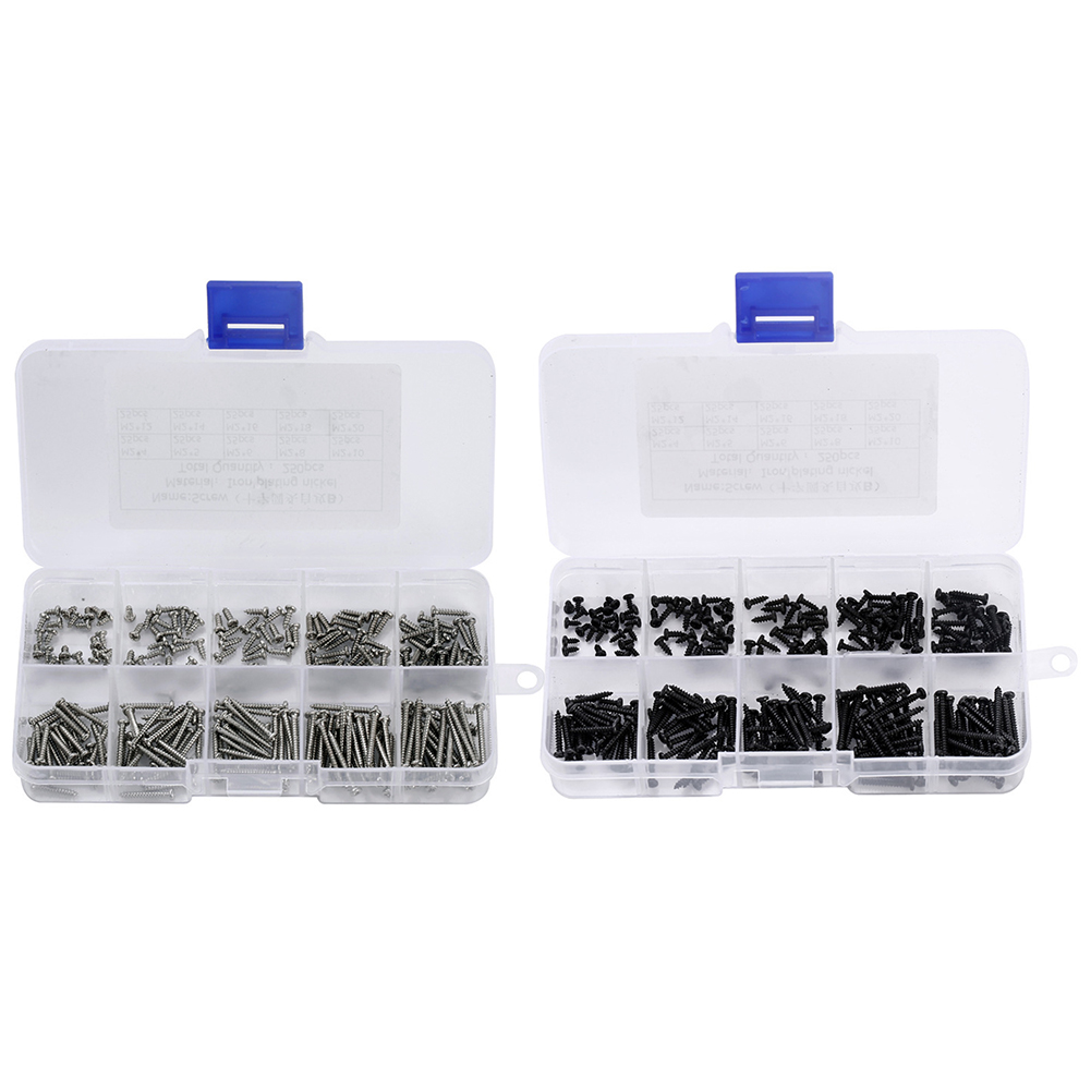 

250pcs 4-20 Size M2 Cross Round Head Self Tapping PA Screws Assortment Kit, Silver, 501 Original