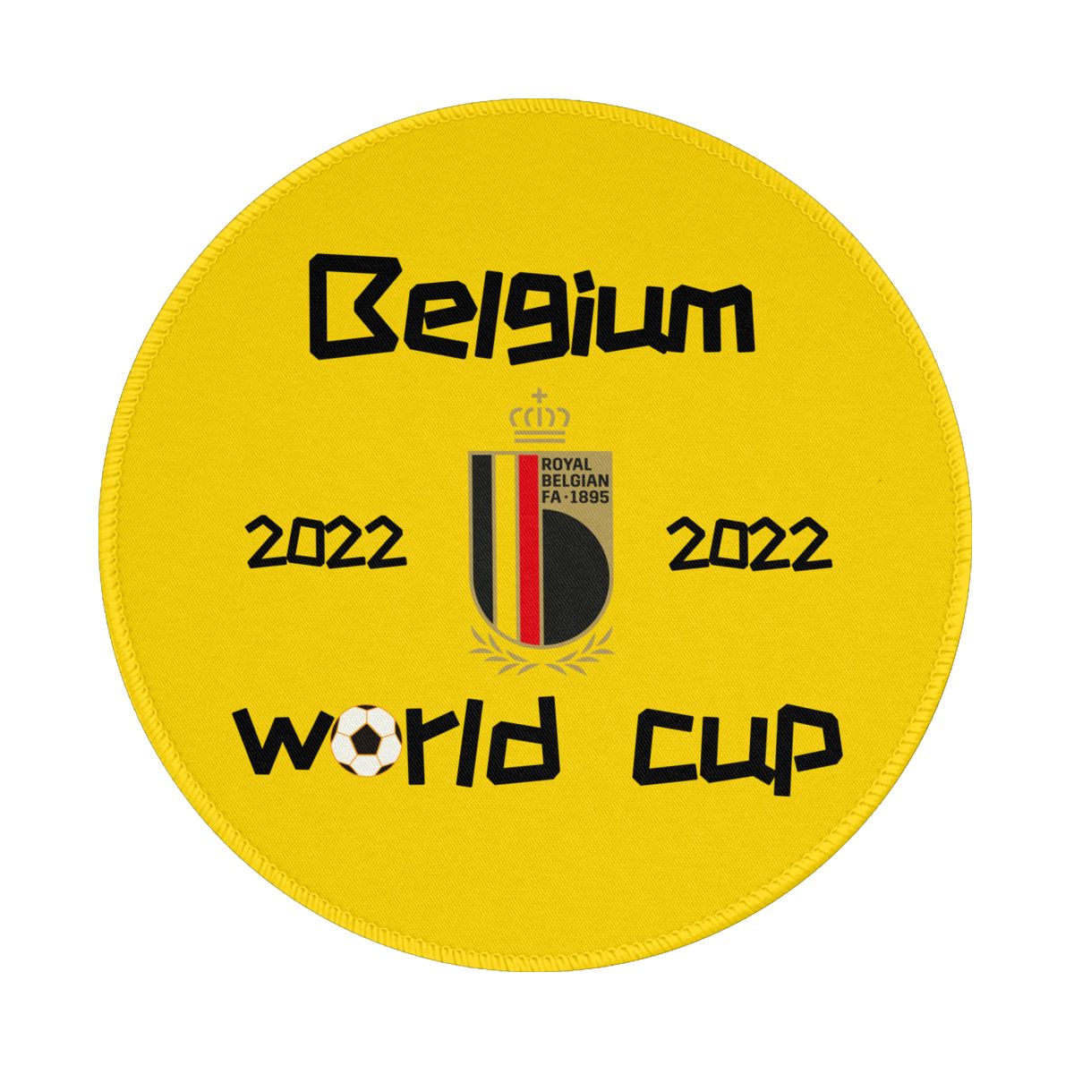Belgium 2022 World Cup Team Logo Waterproof Round Mouse Pad for Wireless Mouse